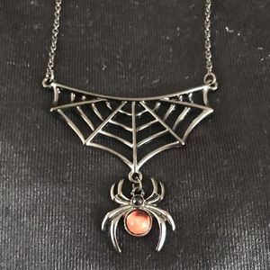 Black Pewter Spider Web Necklace